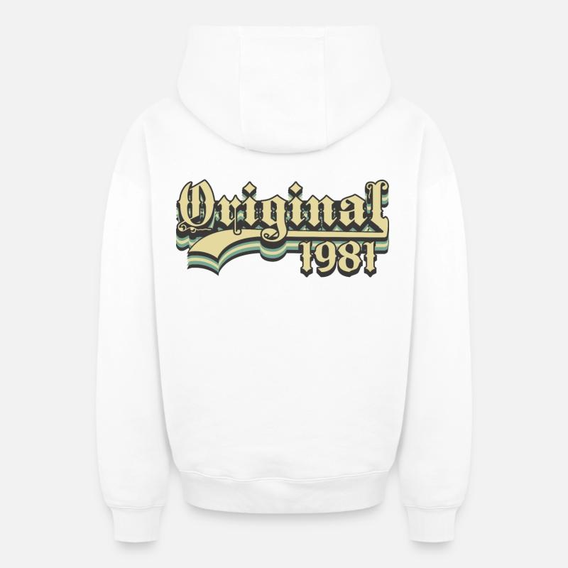 Né en 1981 - Sweat à capuche unisexe zippé oversize épais SPREAD - blanc