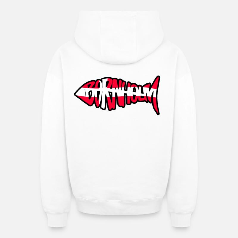 Poisson de Bornholm - Sweat à capuche unisexe zippé oversize épais SPREAD - blanc