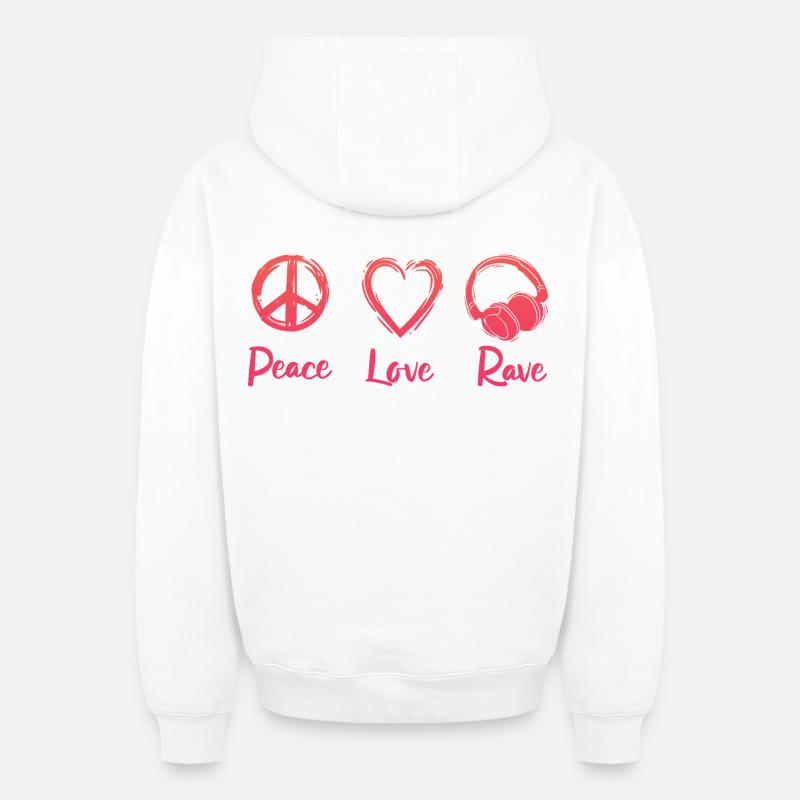 Rave Party - Sweat à capuche unisexe zippé oversize épais SPREAD - blanc