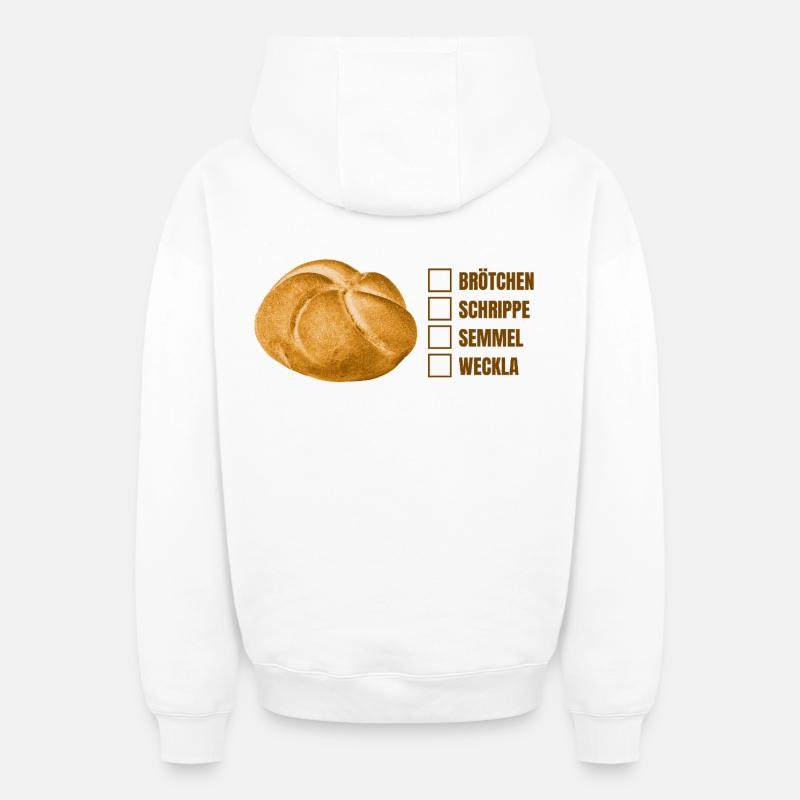 Brötchen oder Semmel? – Lustiges Dialekt-Design - Oversized Heavyweight Unisex Zip Hoodie - Weiß