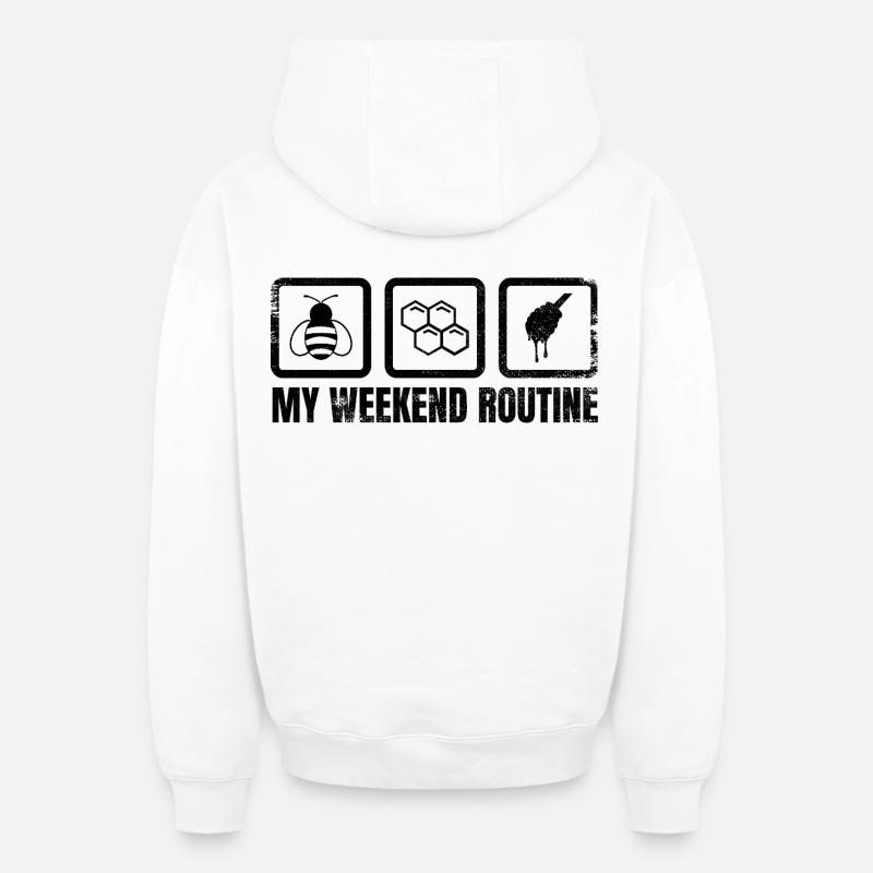 Routine de l’apiculteur - Sweat à capuche unisexe zippé oversize épais SPREAD - blanc
