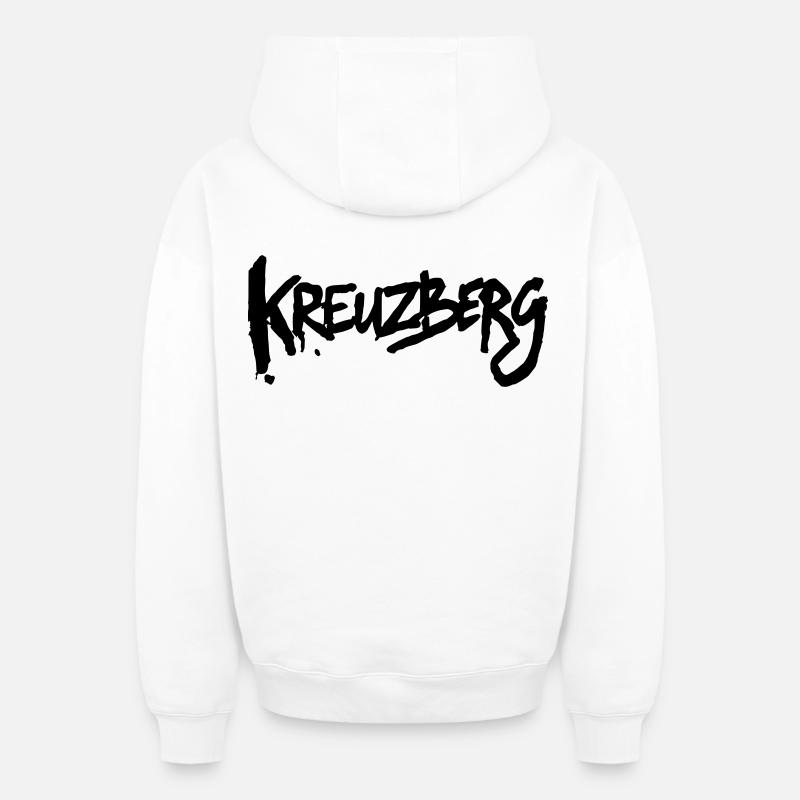 Kreuzberg - Sweat à capuche unisexe zippé oversize épais SPREAD - blanc