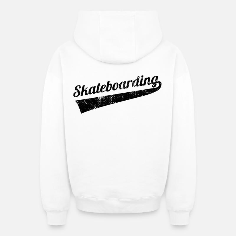 Skateboarding - Sweat à capuche unisexe zippé oversize épais SPREAD - blanc