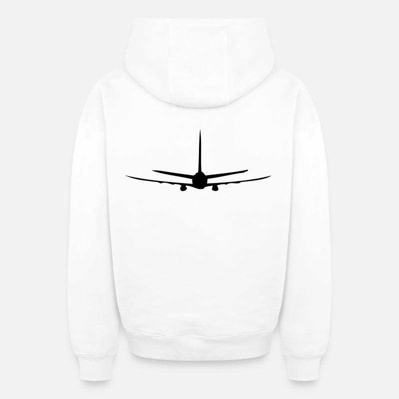 Avion - Sweat à capuche unisexe zippé oversize épais SPREAD - blanc