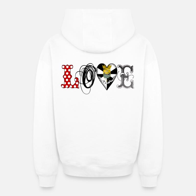 amour lisboa noir - Sweat à capuche unisexe zippé oversize épais SPREAD - blanc