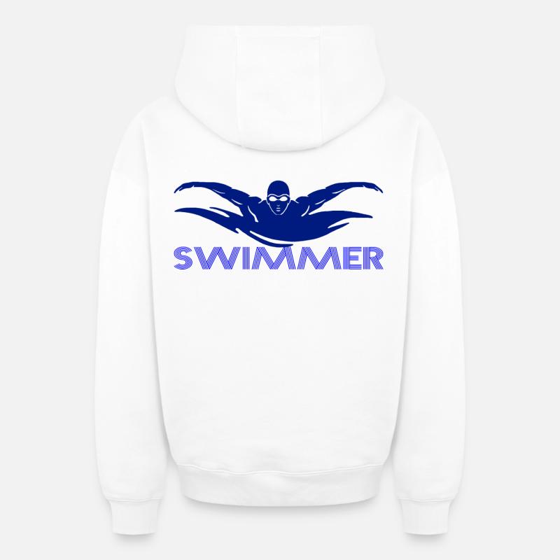 Nageur - Sweat à capuche unisexe zippé oversize épais SPREAD - blanc