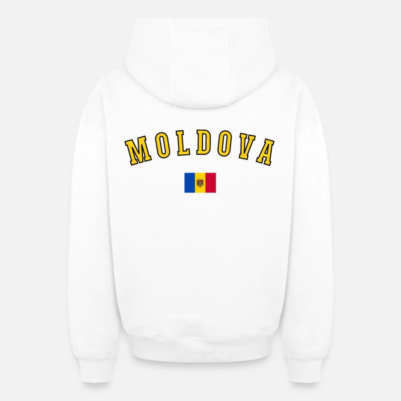Drapeau de la Moldavie - Sweat à capuche unisexe zippé oversize épais SPREAD - blanc