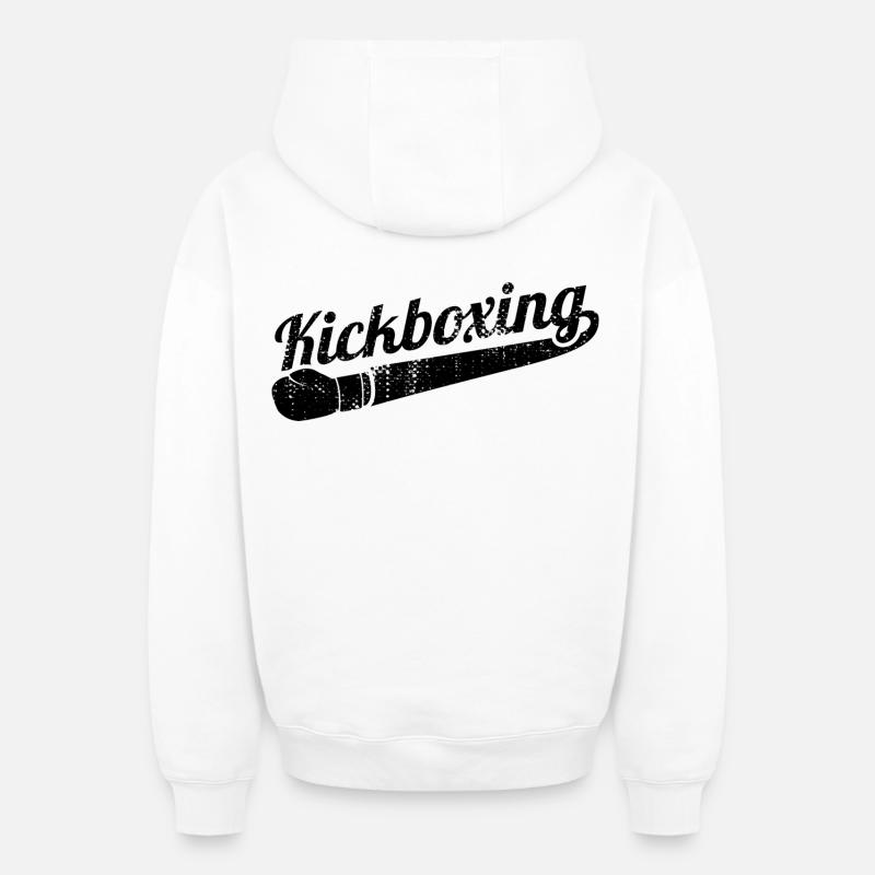 Kickboxing - Sweat à capuche unisexe zippé oversize épais SPREAD - blanc