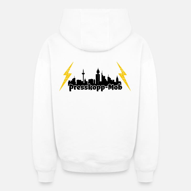 Presskopp Mob - ffm Skyline - Oversized Heavyweight Unisex Zip Hoodie - Weiß
