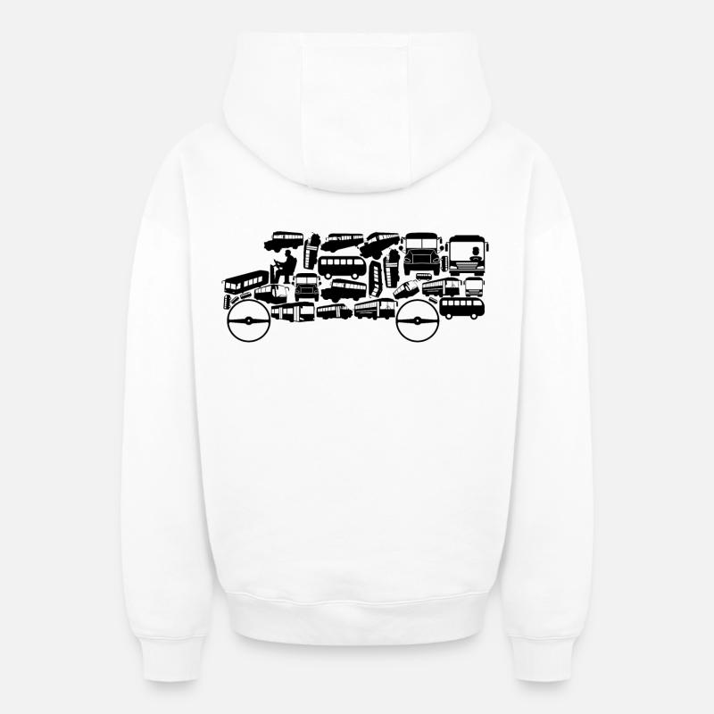 Bus - Sweat à capuche unisexe zippé oversize épais SPREAD - blanc