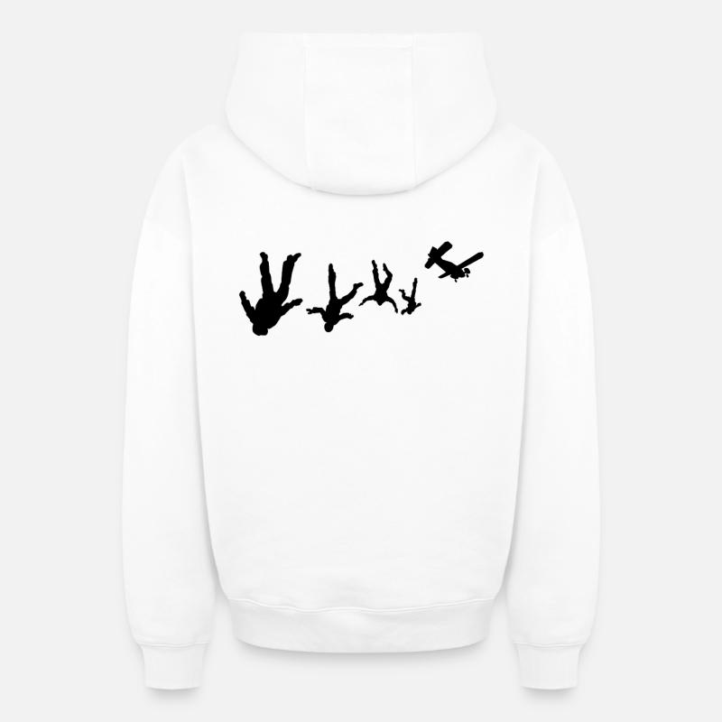 Parachutisme de Fallschirmspringen - Sweat à capuche unisexe zippé oversize épais SPREAD - blanc