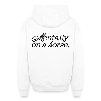 Mentalement sur un cheval - Sweat à capuche unisexe zippé oversize épais SPREAD - blanc - Dos - AI Model Male 178 light (178cm)