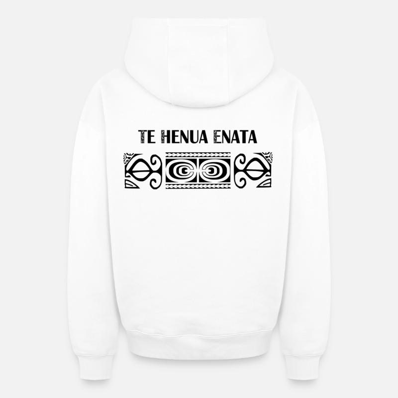 TE HENUA ENATA (Noir) - Sweat à capuche unisexe zippé oversize épais SPREAD - blanc
