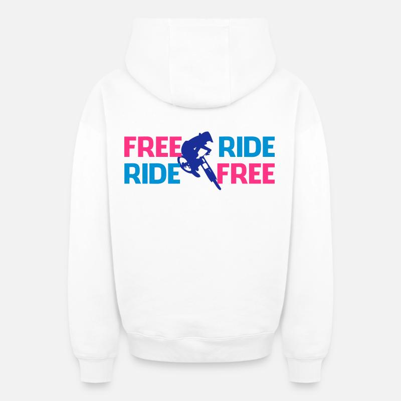 Freeride biker - Sweat à capuche unisexe zippé oversize épais SPREAD - blanc