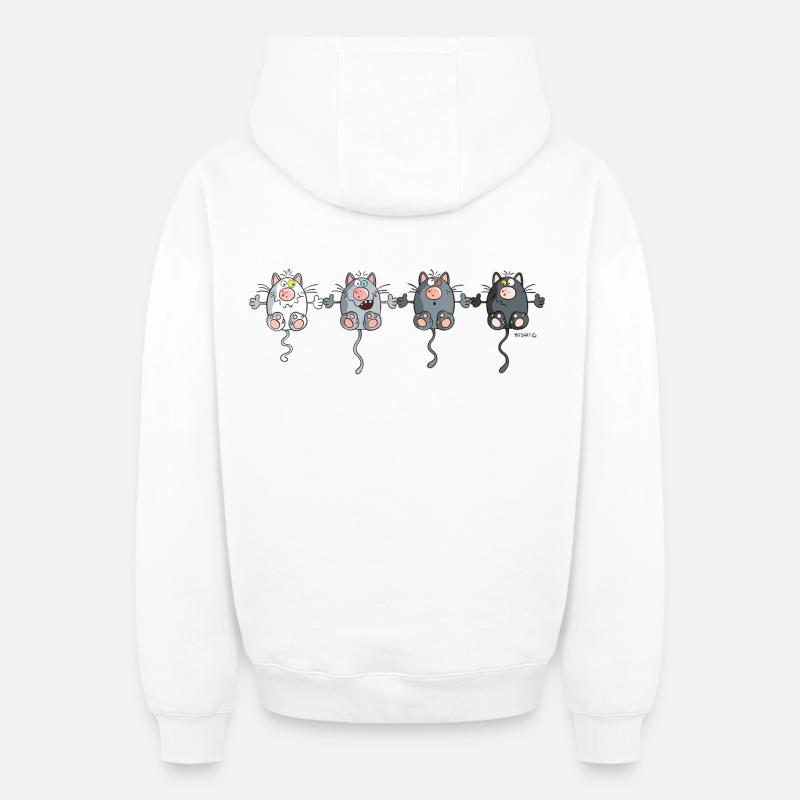 Mignon Chats - Sweat à capuche unisexe zippé oversize épais SPREAD - blanc