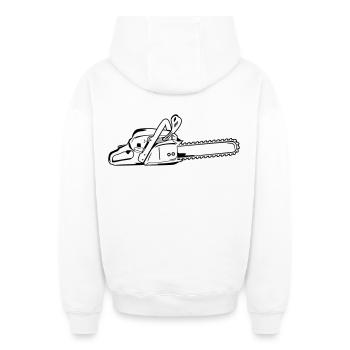Tronçonneuse - Sweat à capuche unisexe zippé oversize épais SPREAD - blanc - Dos - AI Model Male 178 light (178cm)