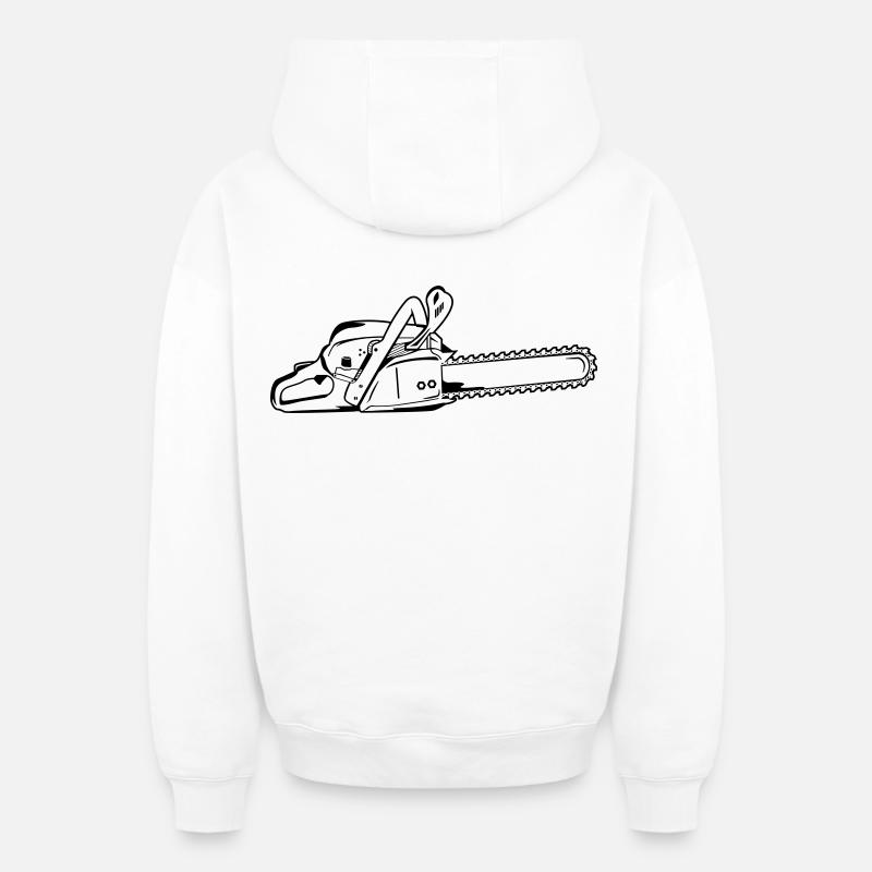 Tronçonneuse - Sweat à capuche unisexe zippé oversize épais SPREAD - blanc