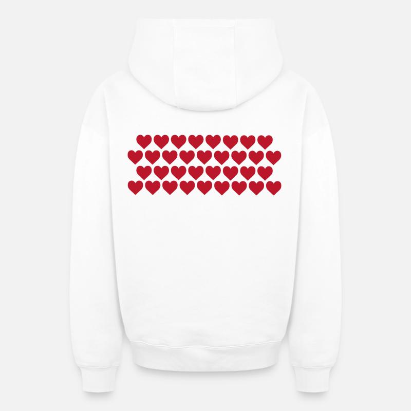 Cœurs rouges - Sweat à capuche unisexe zippé oversize épais SPREAD - blanc