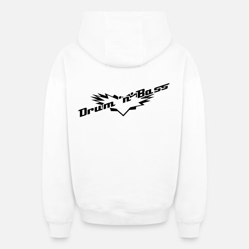 Drum 'n' Bass - Sweat à capuche unisexe zippé oversize épais SPREAD - blanc