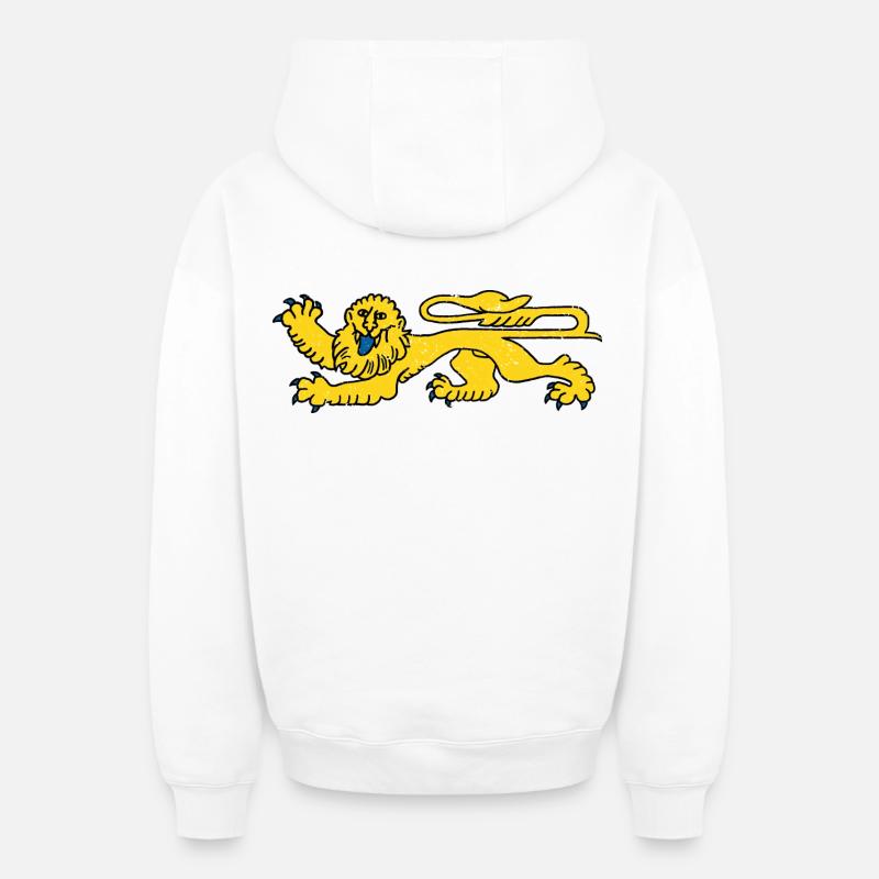 Lion d’Aquitaine - Sweat à capuche unisexe zippé oversize épais SPREAD - blanc