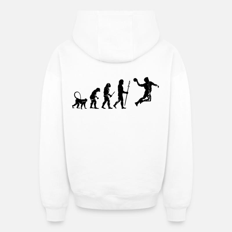 Drôle de handballeur Evolution - Sweat à capuche unisexe zippé oversize épais SPREAD - blanc