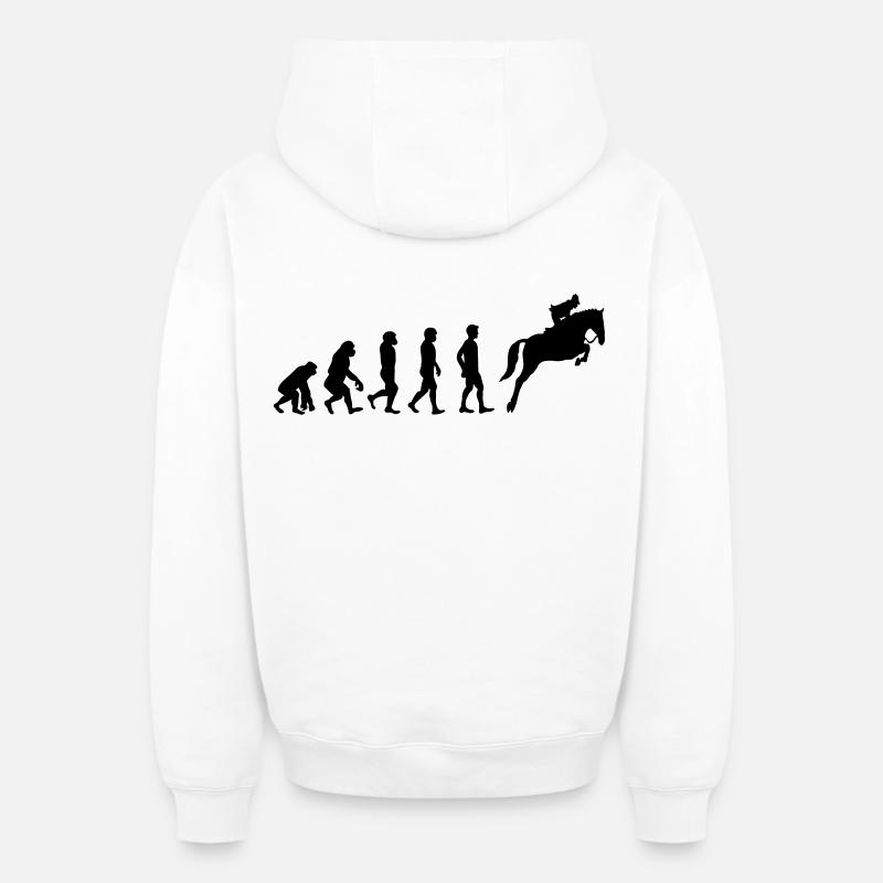Horse evolution - Oversized Heavyweight Unisex Zip Hoodie - white