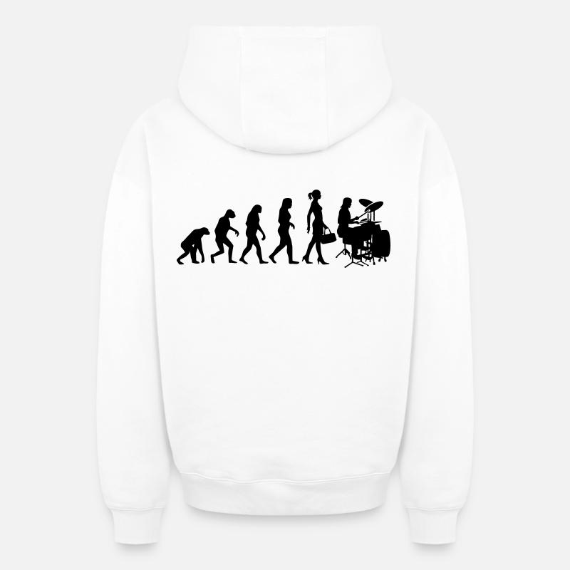 Evolution Schlagzeugerin Percussion Drummer - Oversized Heavyweight Unisex Zip Hoodie - Weiß