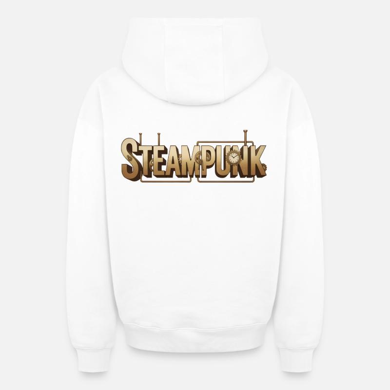 Steampunk - Sweat à capuche unisexe zippé oversize épais SPREAD - blanc