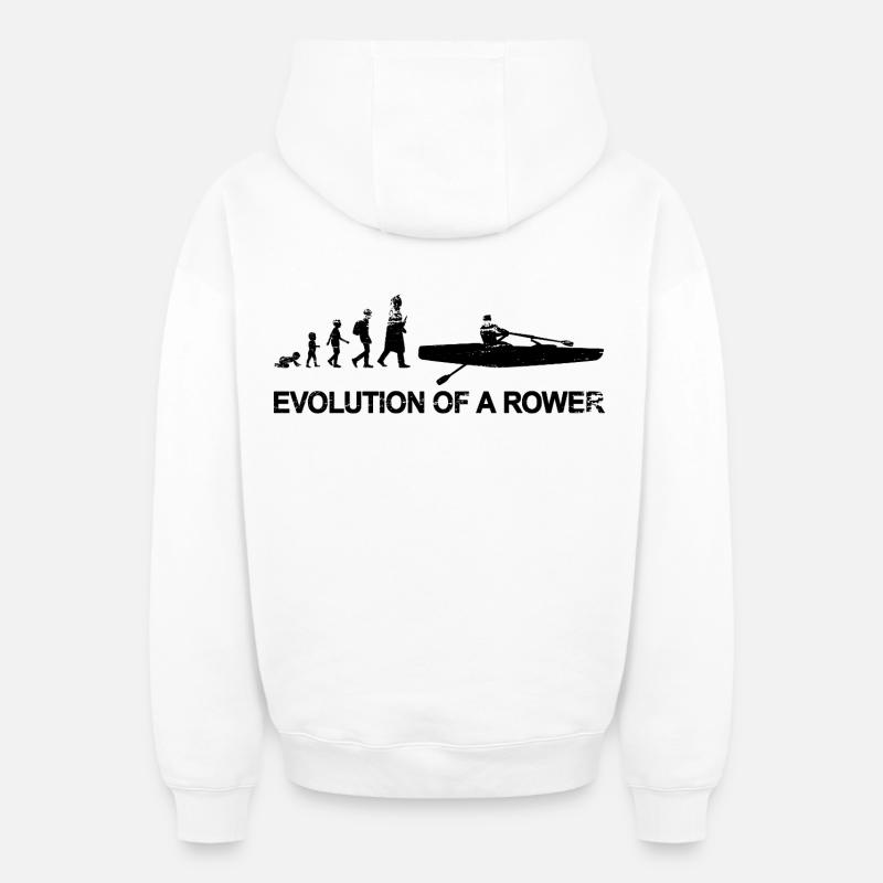 Rower Evolution - Oversized Heavyweight Unisex Zip Hoodie - white