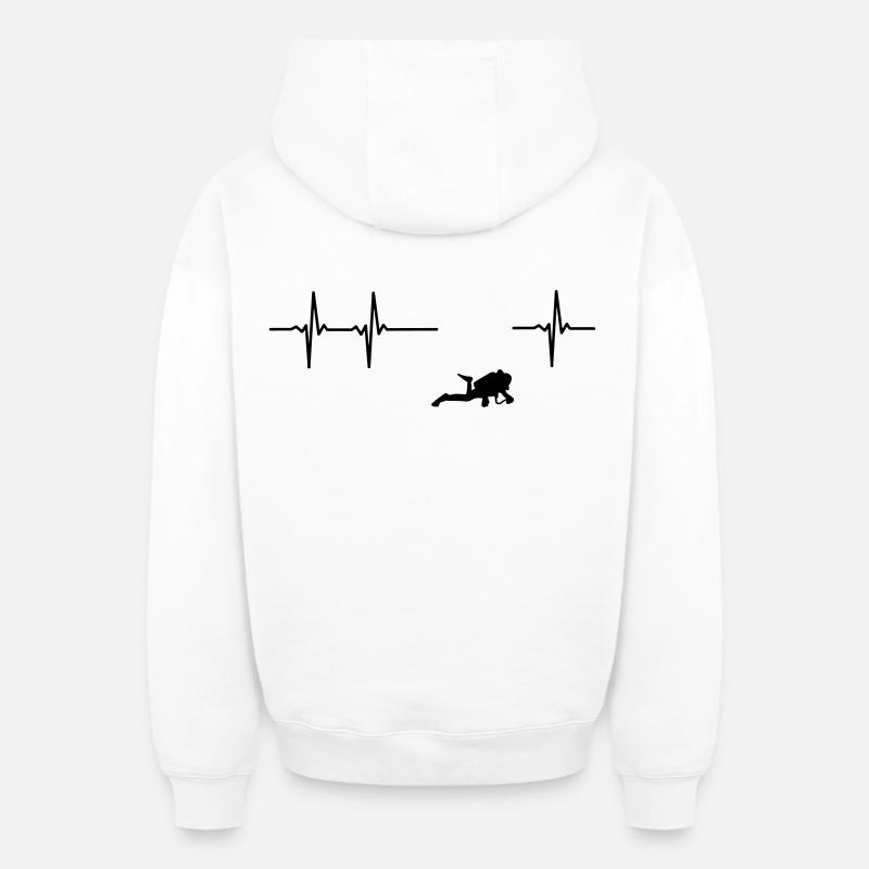 Plongeurs ECG - Sweat à capuche unisexe zippé oversize épais SPREAD - blanc
