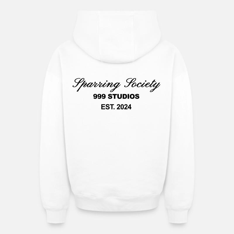 Sparring society Imprimé blanc - Sweat à capuche unisexe zippé oversize épais SPREAD - blanc