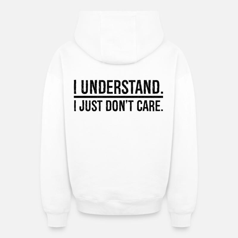 Je comprends, je m’en fiche - Sweat à capuche unisexe zippé oversize épais SPREAD - blanc