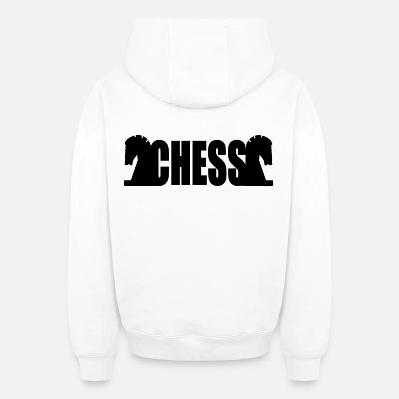 Échecs - Sweat à capuche unisexe zippé oversize épais SPREAD - blanc