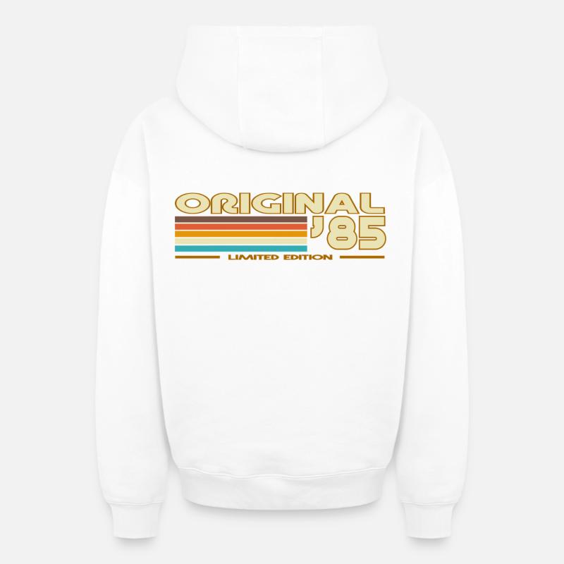 Original85 Retro Stripes - Sweat à capuche unisexe zippé oversize épais SPREAD - blanc