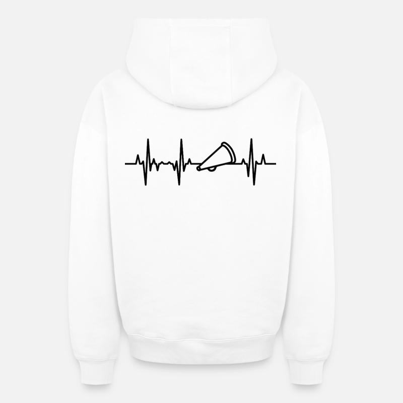 Cardiogramme mégaphone - Sweat à capuche unisexe zippé oversize épais SPREAD - blanc