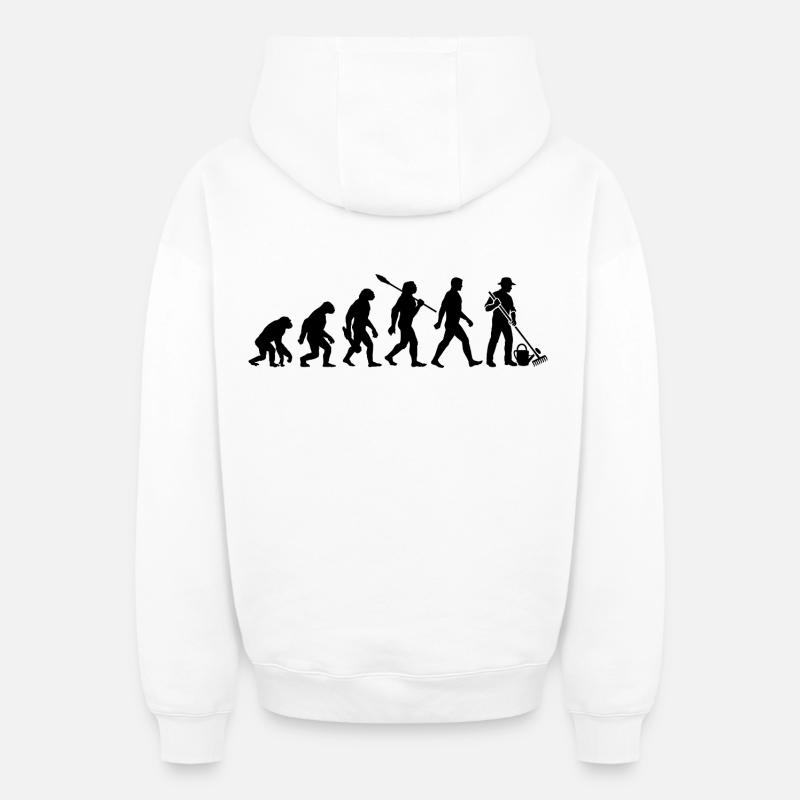 Evolution - Gärtner - Garten - Gartenarbeit - Oversized Heavyweight Unisex Zip Hoodie - Weiß