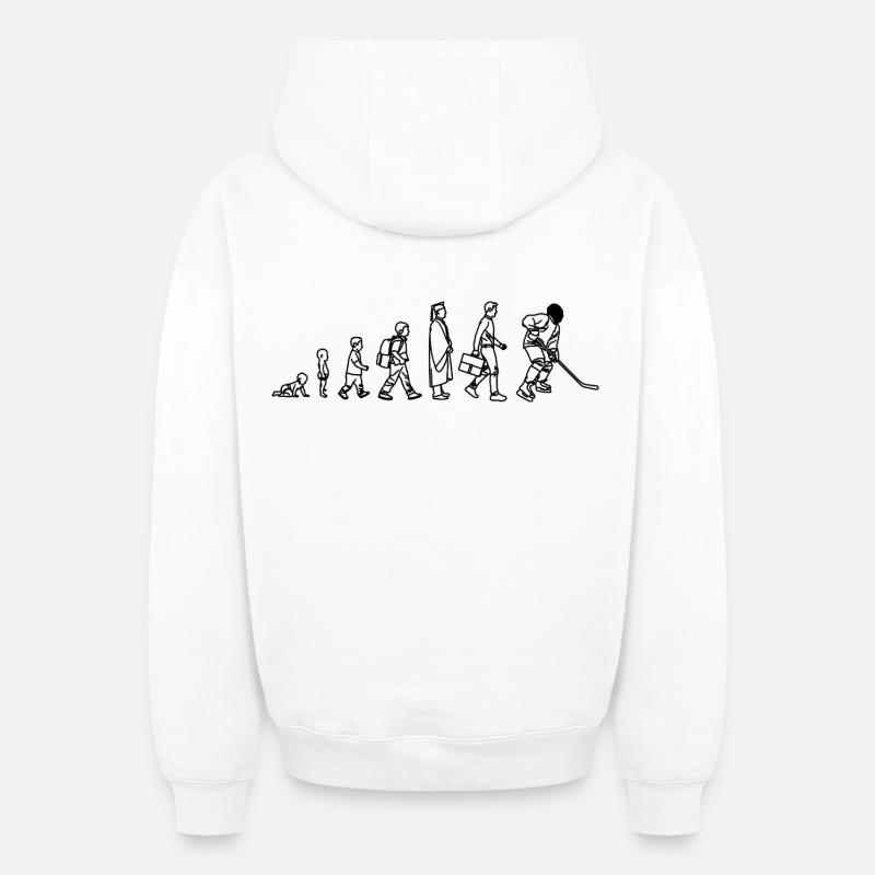 Evolution Eishockeyspieler - Oversized Heavyweight Unisex Zip Hoodie - Weiß