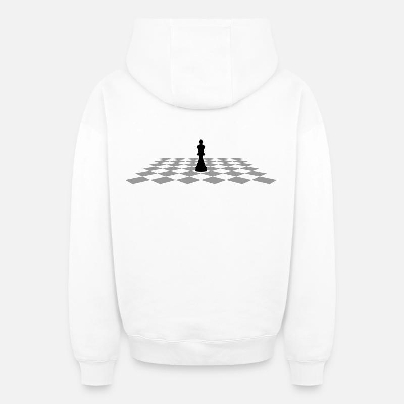 Roi d’échecs sur l’échiquier - Sweat à capuche unisexe zippé oversize épais SPREAD - blanc