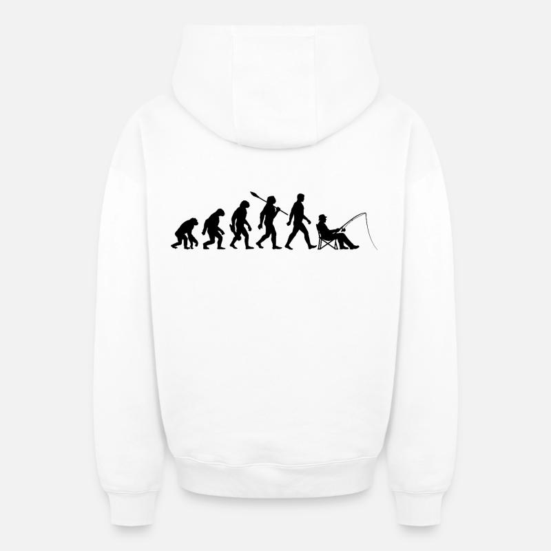 Evolution - angeln, Angler Geschenk - Oversized Heavyweight Unisex Zip Hoodie - Weiß