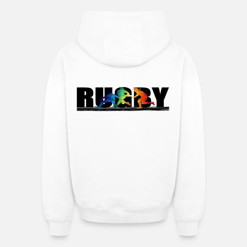 Rugby - Sweat à capuche unisexe zippé oversize épais SPREAD - blanc