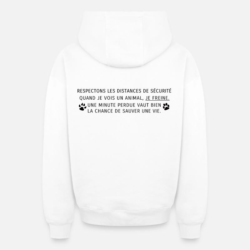 Respectons les distances de sécurité - Sweat à capuche unisexe zippé oversize épais SPREAD - blanc