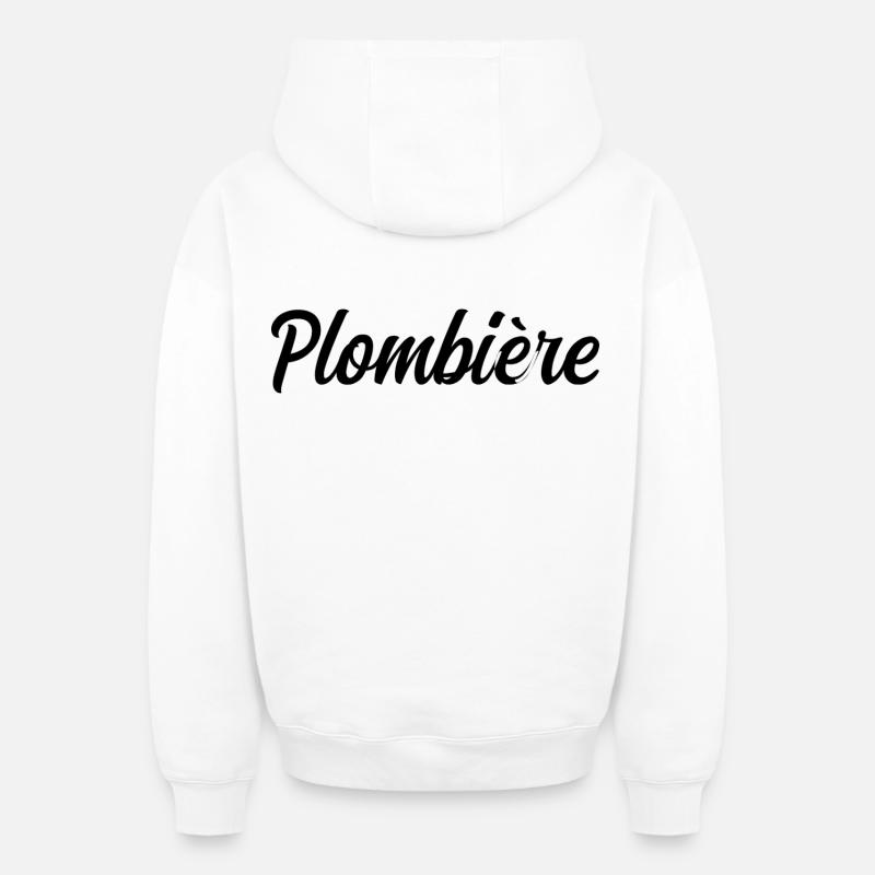 Plombière Chauffagiste Réparation Canalisations Pr - Sweat à capuche unisexe zippé oversize épais SPREAD - blanc
