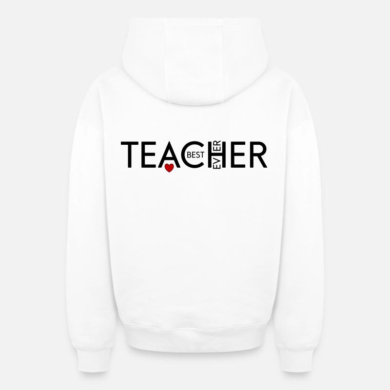 Enseignant - Sweat à capuche unisexe zippé oversize épais SPREAD - blanc