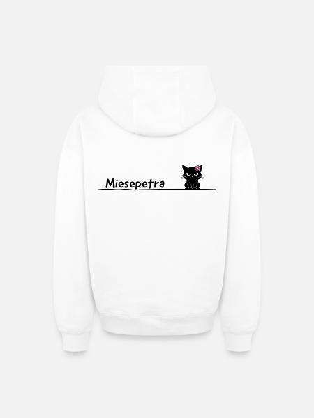 Miesepetra – Funny Cat Pun Petra - Oversized Heavyweight Unisex Zip Hoodie - white
