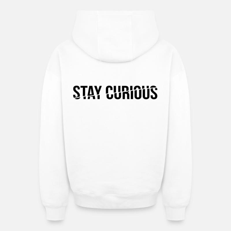 Restez curieux - Sweat à capuche unisexe zippé oversize épais SPREAD - blanc