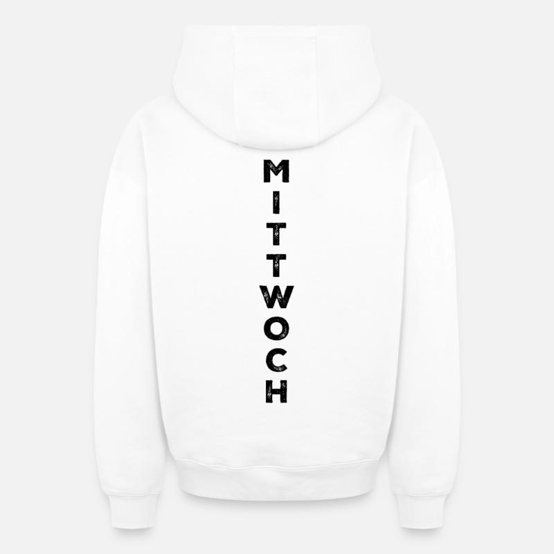 Mercredi - noir - Sweat à capuche unisexe zippé oversize épais SPREAD - blanc