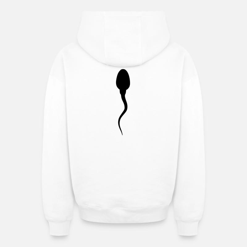 spermatozoide - Sweat à capuche unisexe zippé oversize épais SPREAD - blanc