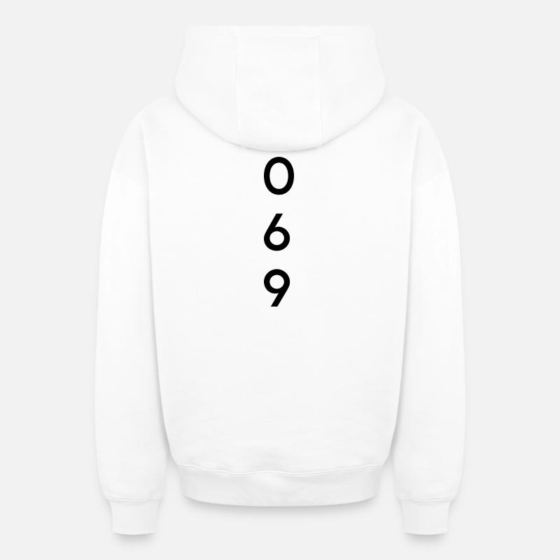 069 - Area code - Frankfurt - Oversized Heavyweight Unisex Zip Hoodie - white