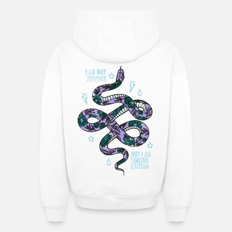 serpent - Sweat à capuche unisexe zippé oversize épais SPREAD - blanc