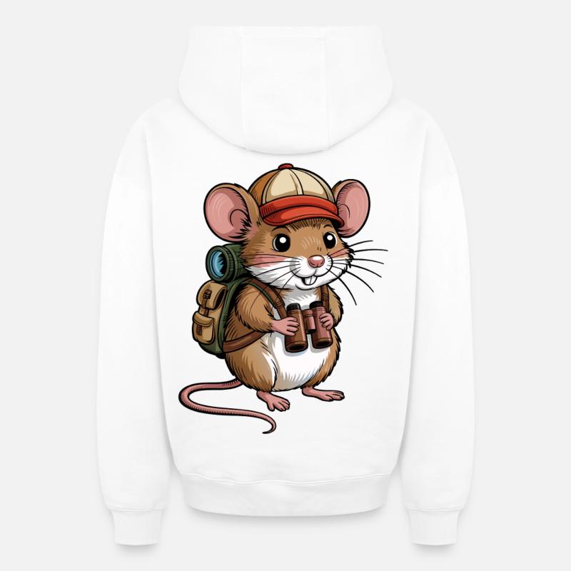 Aventure Wandermouse - Sweat à capuche unisexe zippé oversize épais SPREAD - blanc